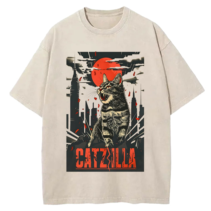 Catzilla Washed Crew Neck T-Shirt