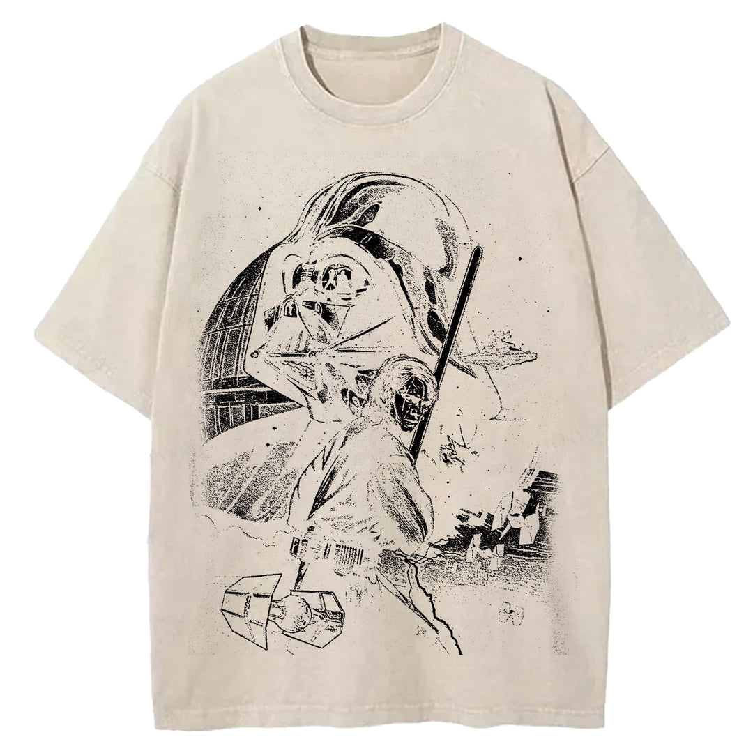 Star Wars Vintage Japanese Design Washed Crew Neck T-Shirt