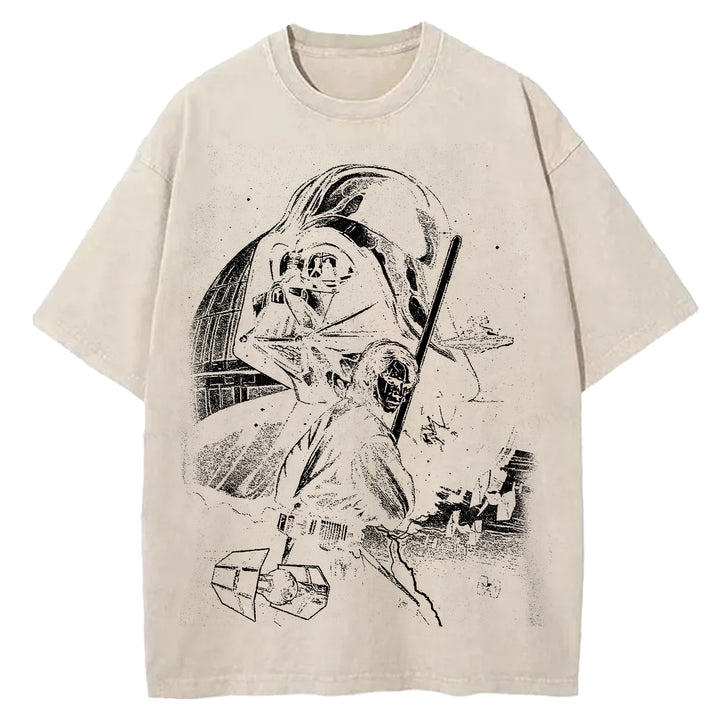 Star Wars Vintage Japanese Design Washed Crew Neck T-Shirt