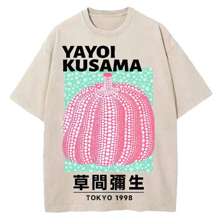 Yayoi Kusama Tokyo 1998 Vintage Design Washed Crew Neck T-Shirt