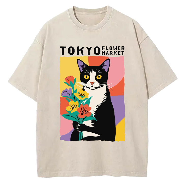 Yayoi Kusama Flower Vintage Washed Crew Neck T-Shirt