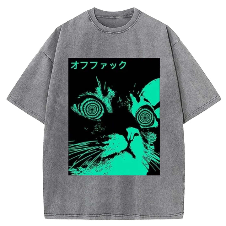 Cool Cat Japanese Back Washed Crew Neck T-shirt
