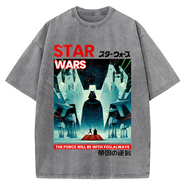 Star Wars Vintage Japanese Design Washed Crew Neck T-Shirt