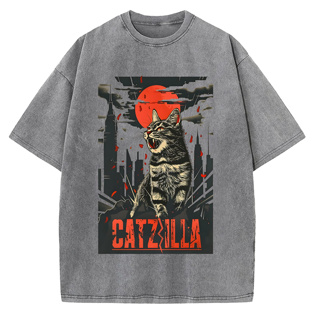Catzilla Washed Crew Neck T-Shirt