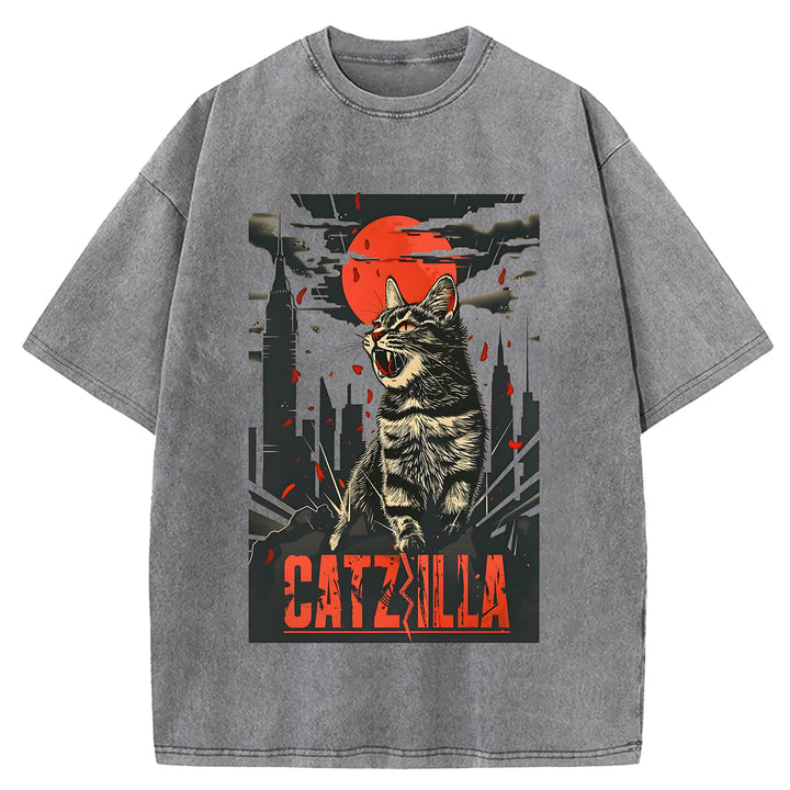 Catzilla Washed Crew Neck T-Shirt