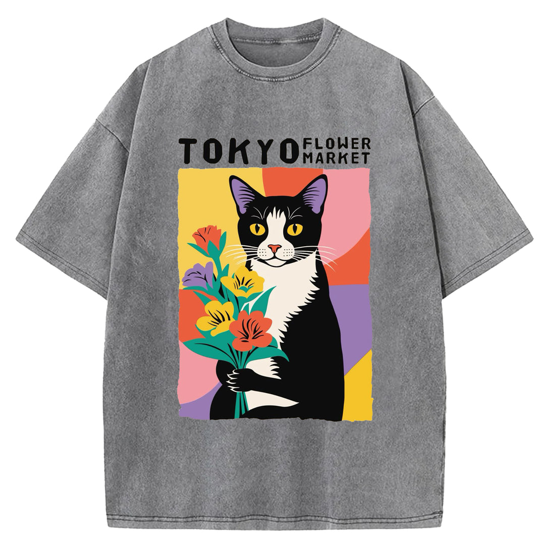Yayoi Kusama Flower Vintage Washed Crew Neck T-Shirt