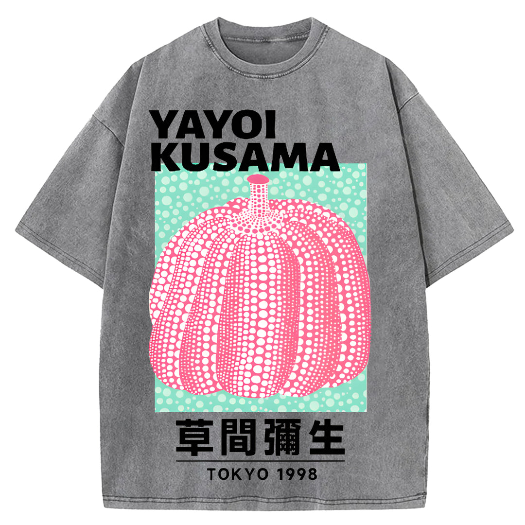 Yayoi Kusama Tokyo 1998 Vintage Design Washed Crew Neck T-Shirt