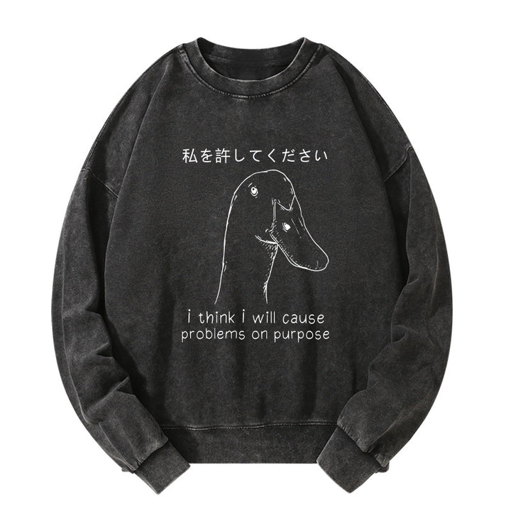 Stupid Goose Funny Washed Sweatshirt
