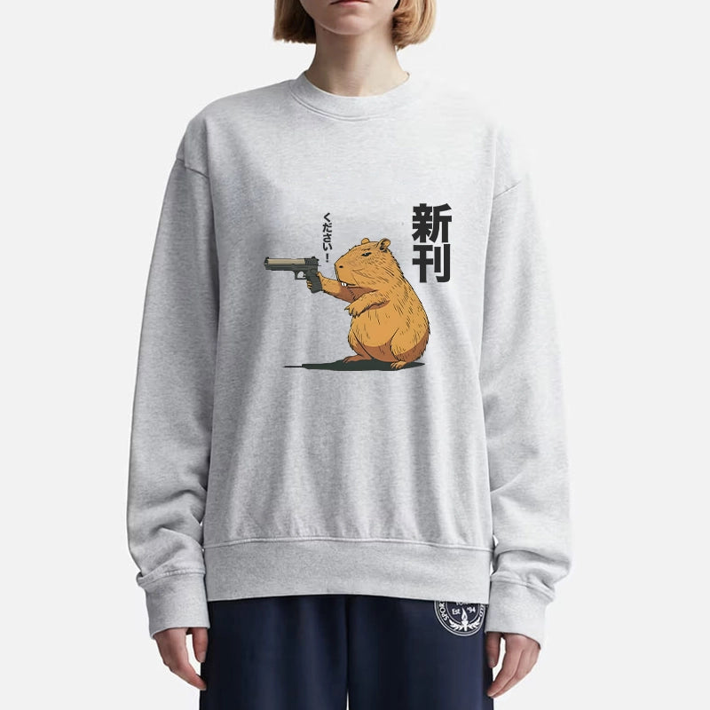 Capybara Holding A Gun Sweatshirt