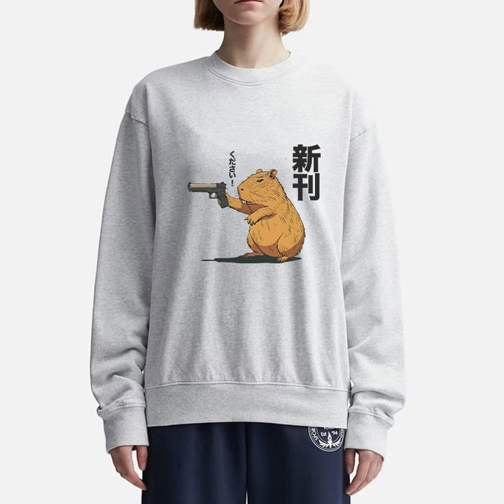 Capybara Holding A Gun Sweatshirt