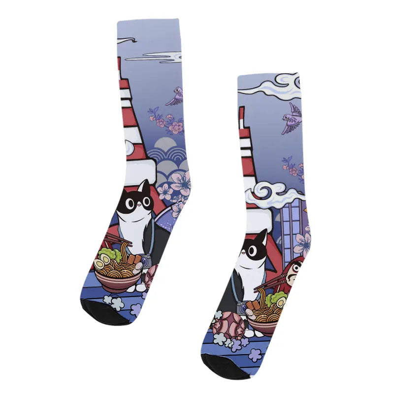 Tokyo Tower Landscape With Cat Socks