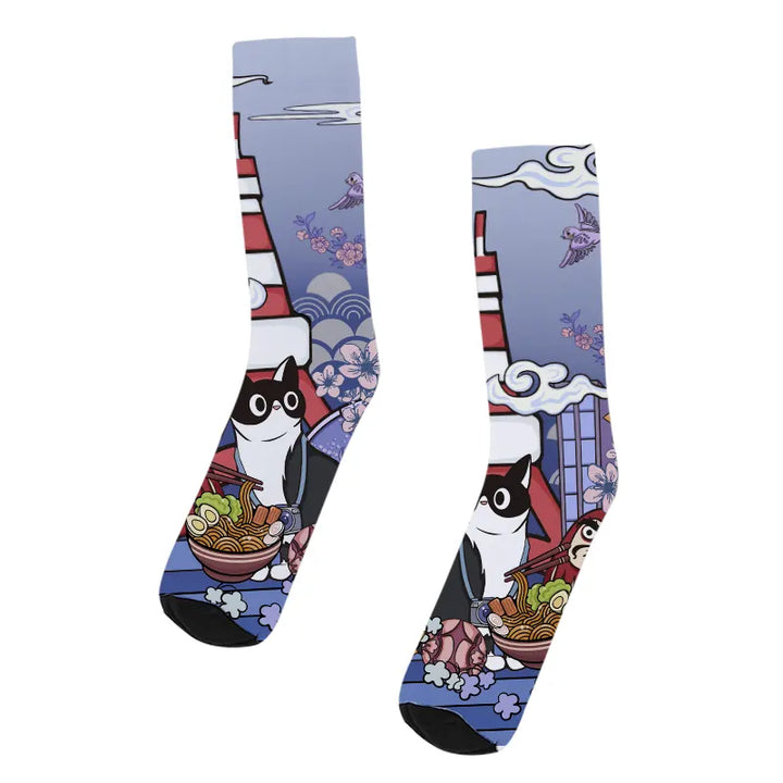 Tokyo Tower Landscape With Cat Socks