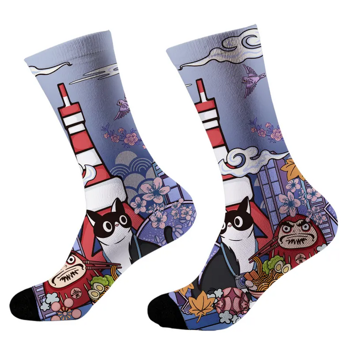 Tokyo Tower Landscape With Cat Socks