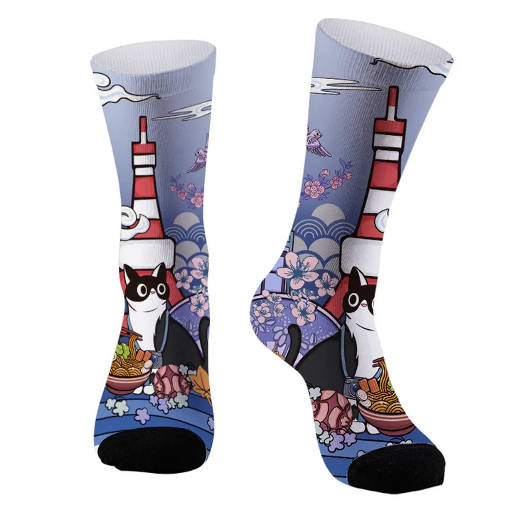 Tokyo Tower Landscape With Cat Socks