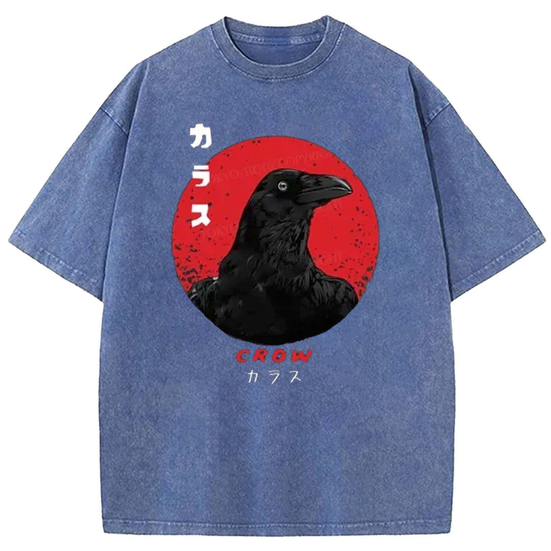 Japanese Vintage Crow Washed Crew Neck T-shirt