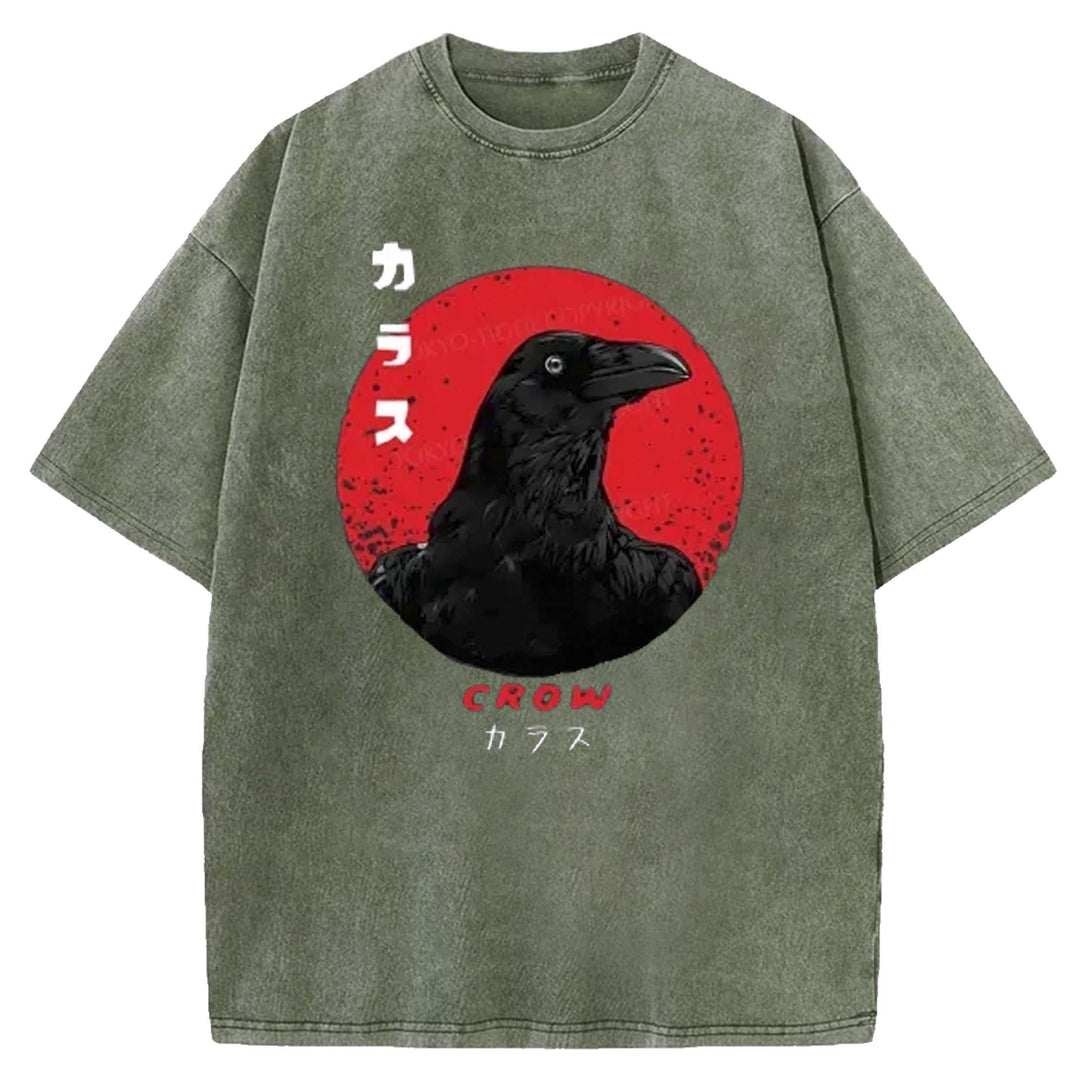 Japanese Vintage Crow Washed Crew Neck T-shirt