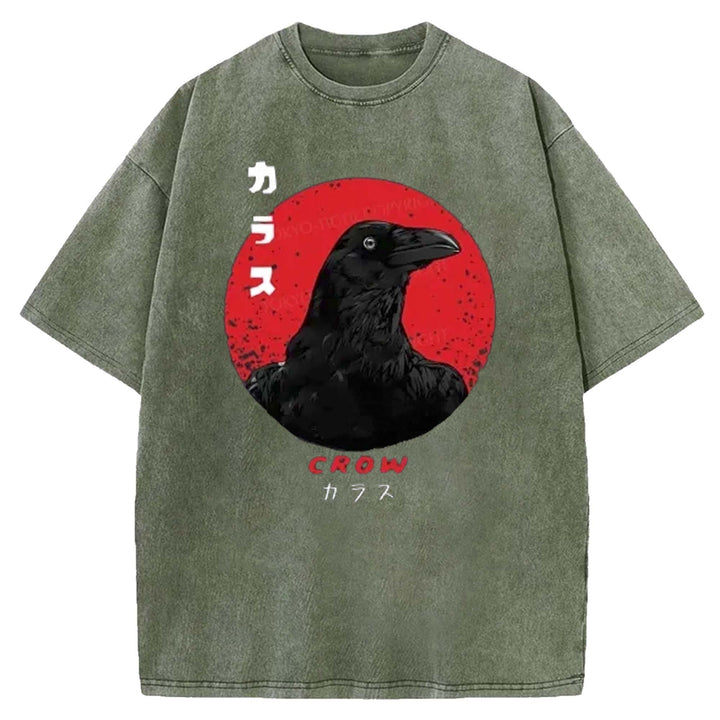 Japanese Vintage Crow Washed Crew Neck T-shirt