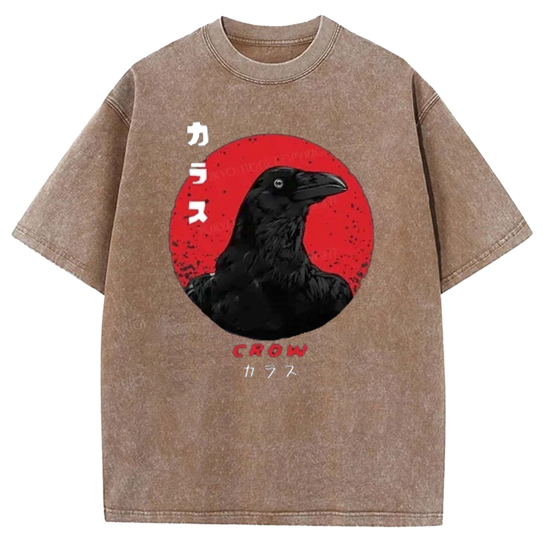 Japanese Vintage Crow Washed Crew Neck T-shirt
