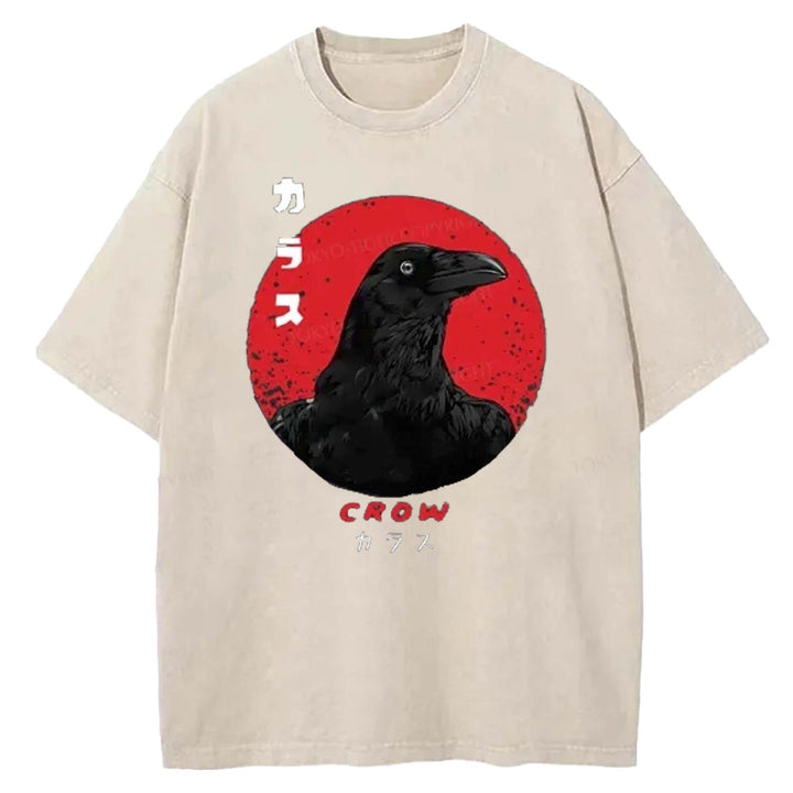 Japanese Vintage Crow Washed Crew Neck T-shirt