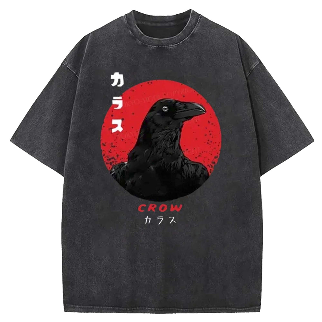 Japanese Vintage Crow Washed Crew Neck T-shirt
