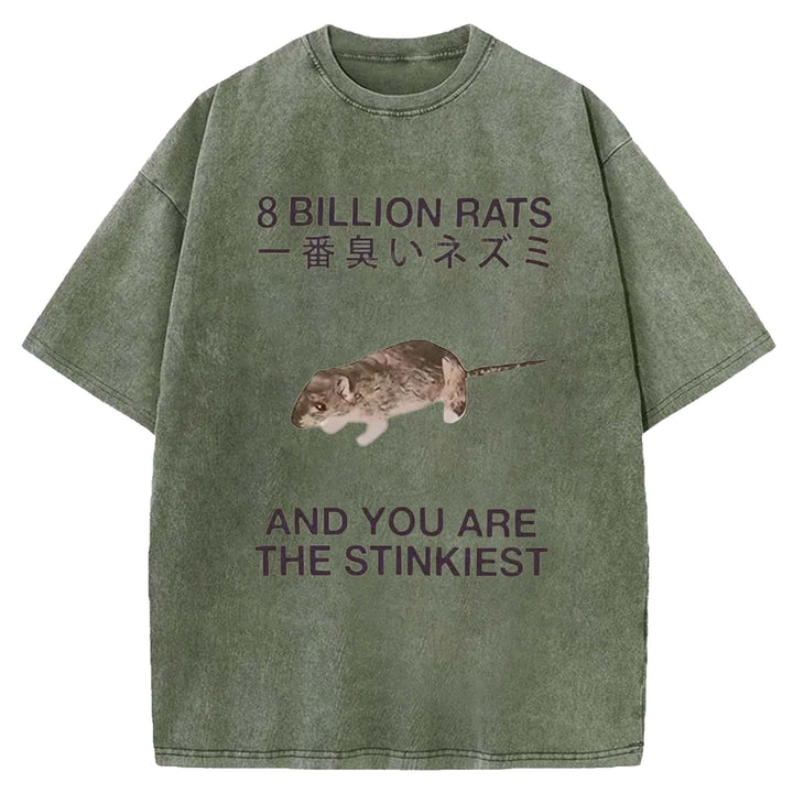 8 BILLION RATS Washed Crew Neck T-shirt