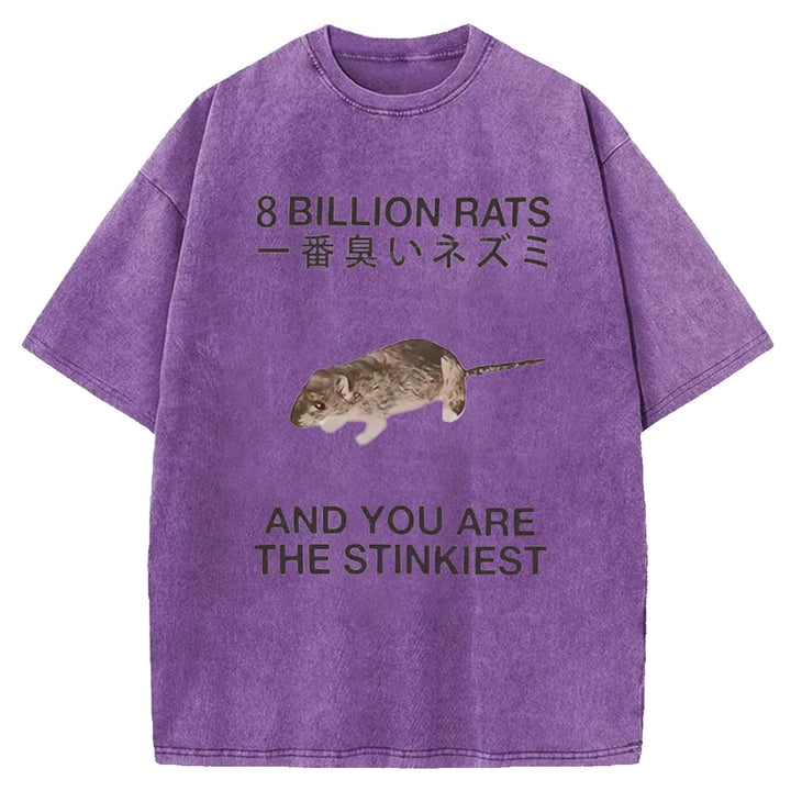 8 BILLION RATS Washed Crew Neck T-shirt