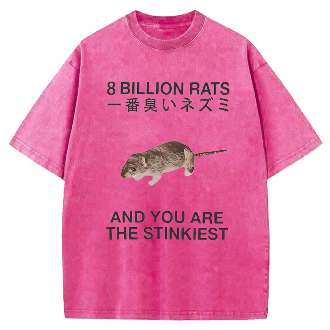 8 BILLION RATS Washed Crew Neck T-shirt
