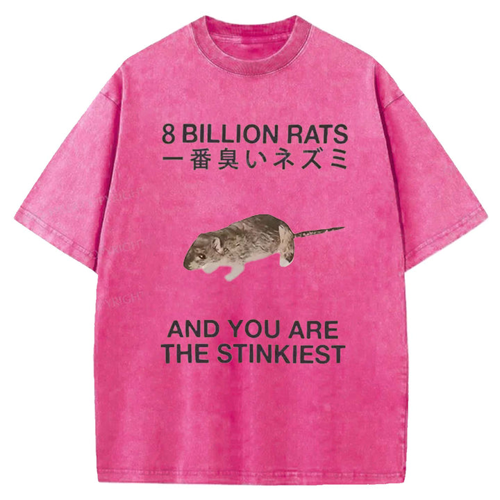 8 BILLION RATS Washed Crew Neck T-shirt