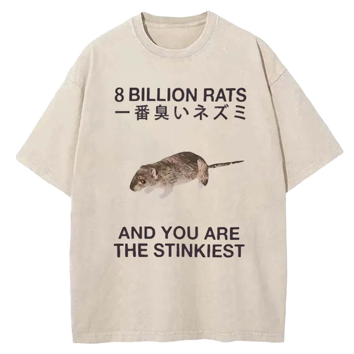 8 BILLION RATS Washed Crew Neck T-shirt