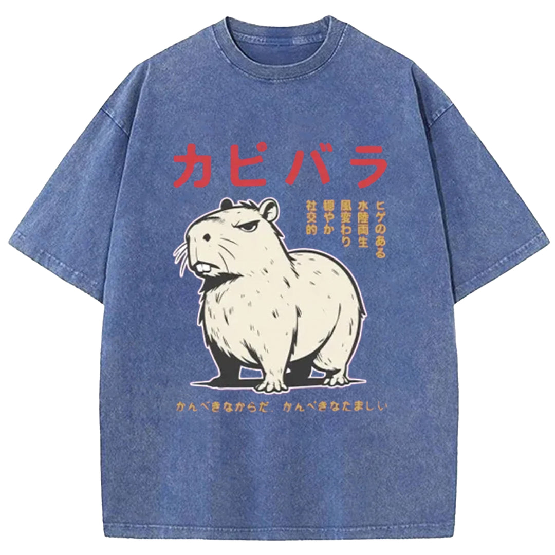 Capybara Fury Washed Crew Neck T-Shirt