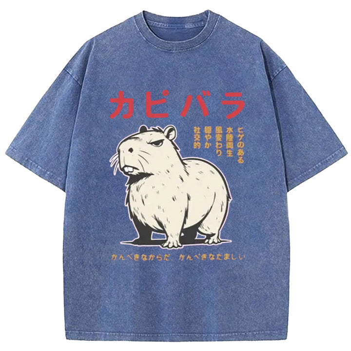 Capybara Fury Washed Crew Neck T-Shirt