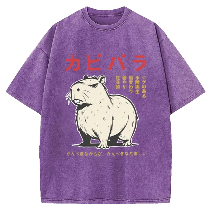 Capybara Fury Washed Crew Neck T-Shirt