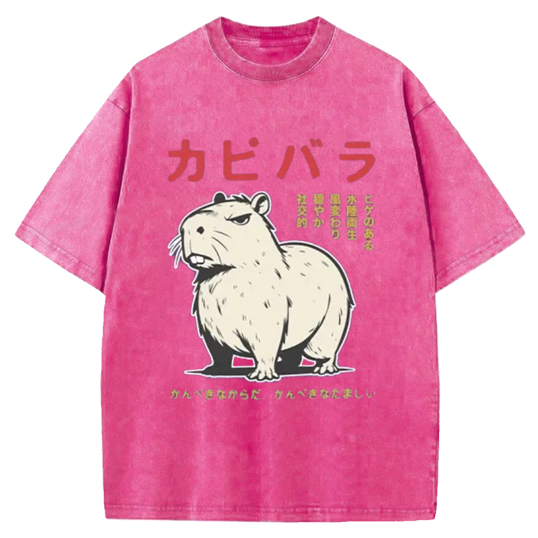 Capybara Fury Washed Crew Neck T-Shirt