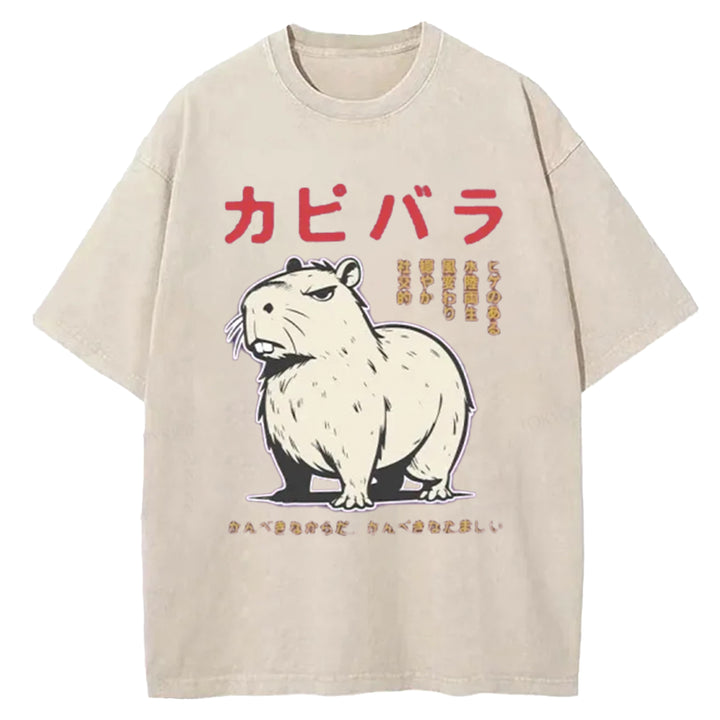 Capybara Fury Washed Crew Neck T-Shirt