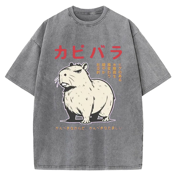 Capybara Fury Washed Crew Neck T-Shirt