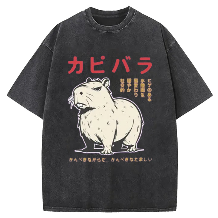 Capybara Fury Washed Crew Neck T-Shirt