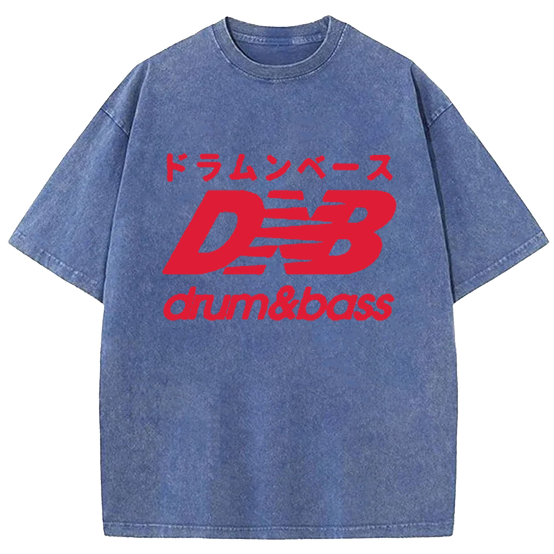 Drum And Bass Japan Washed Crew Neck T-Shirt