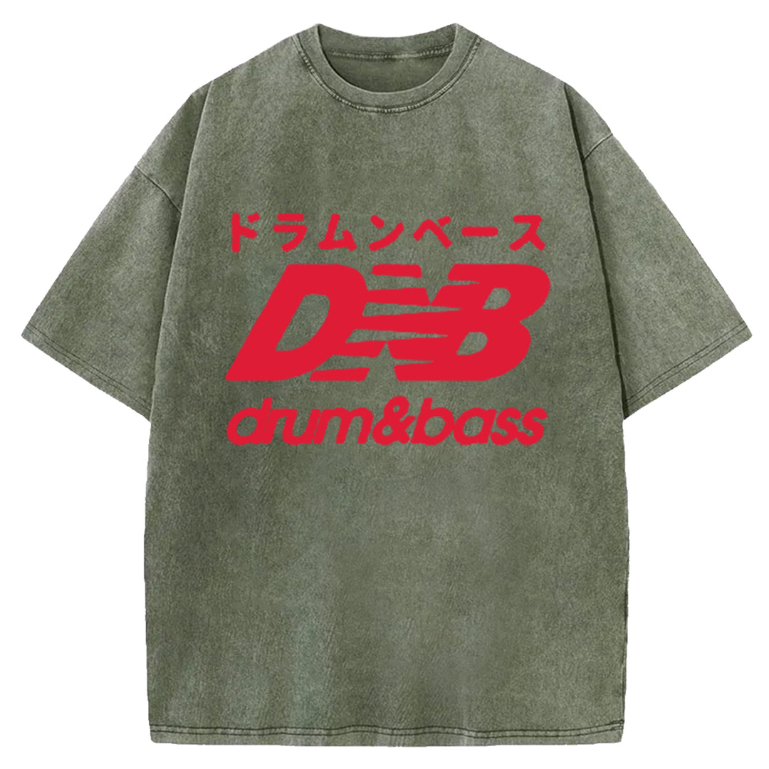Drum And Bass Japan Washed Crew Neck T-Shirt
