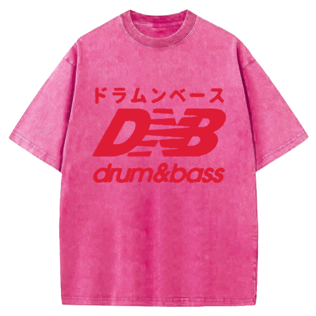 Drum And Bass Japan Washed Crew Neck T-Shirt