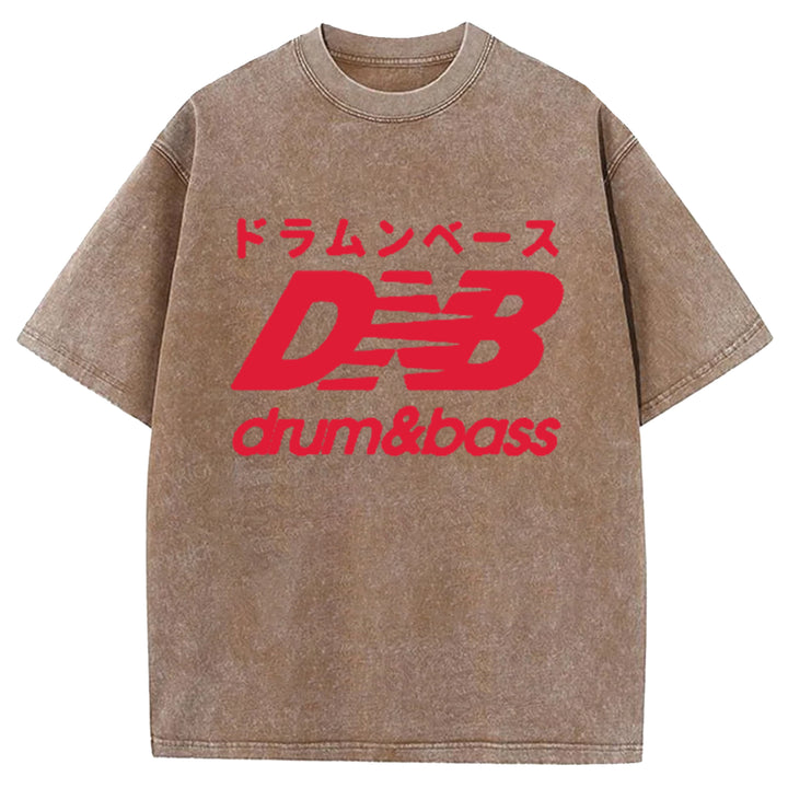 Drum And Bass Japan Washed Crew Neck T-Shirt