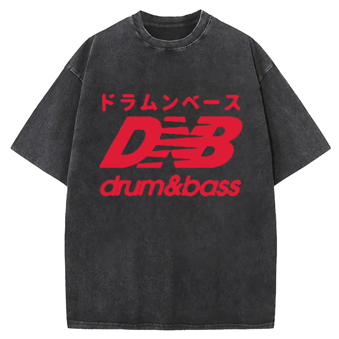 Drum And Bass Japan Washed Crew Neck T-Shirt