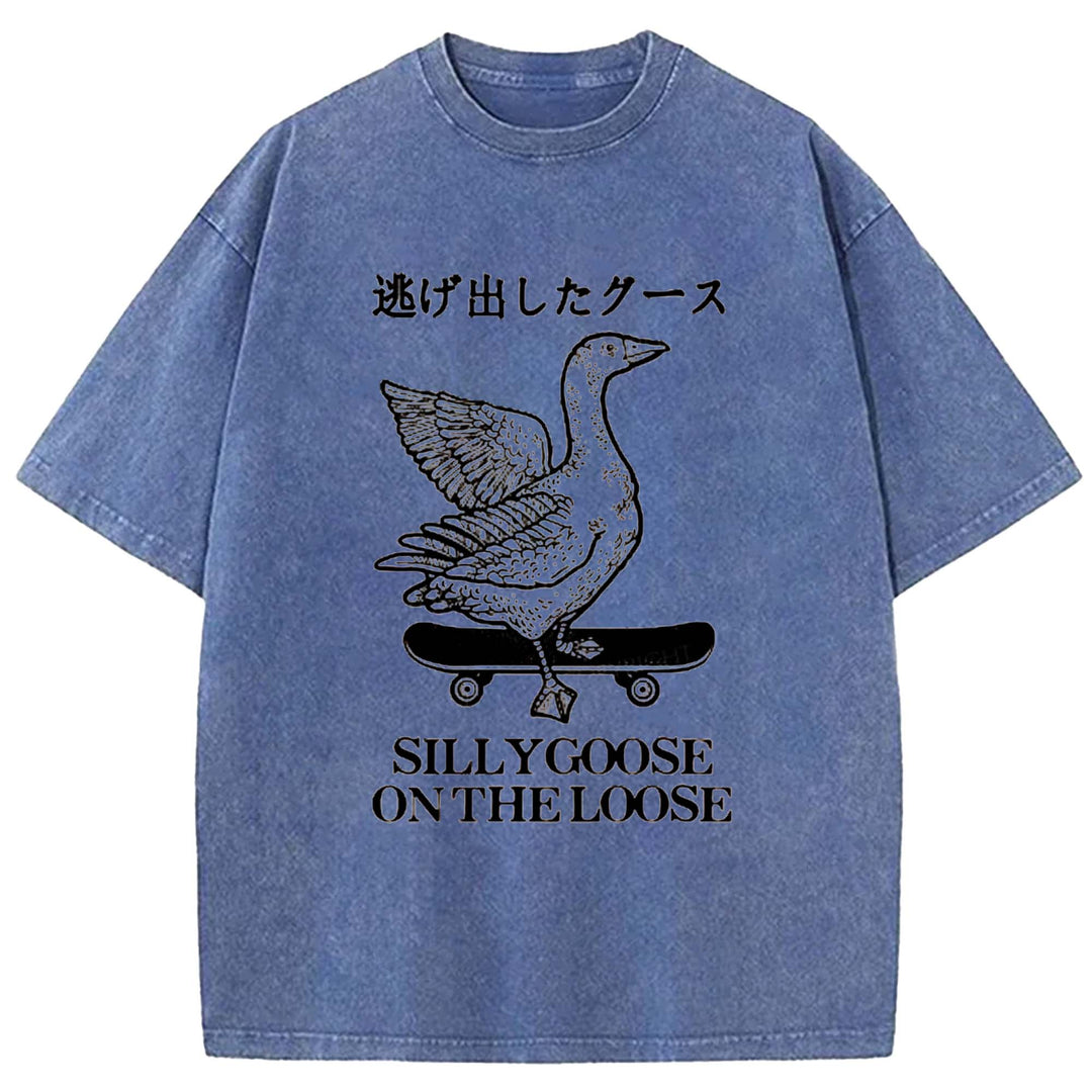 SILLYGOOSE ON THE LOOSE Washed Crew Neck T-shirt