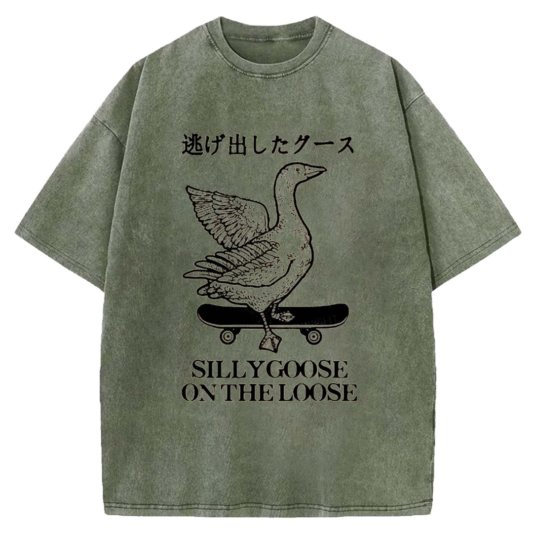 SILLYGOOSE ON THE LOOSE Washed Crew Neck T-shirt