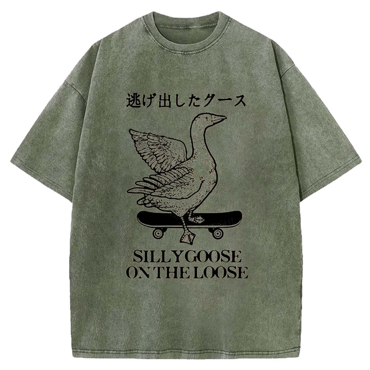 SILLYGOOSE ON THE LOOSE Washed Crew Neck T-shirt