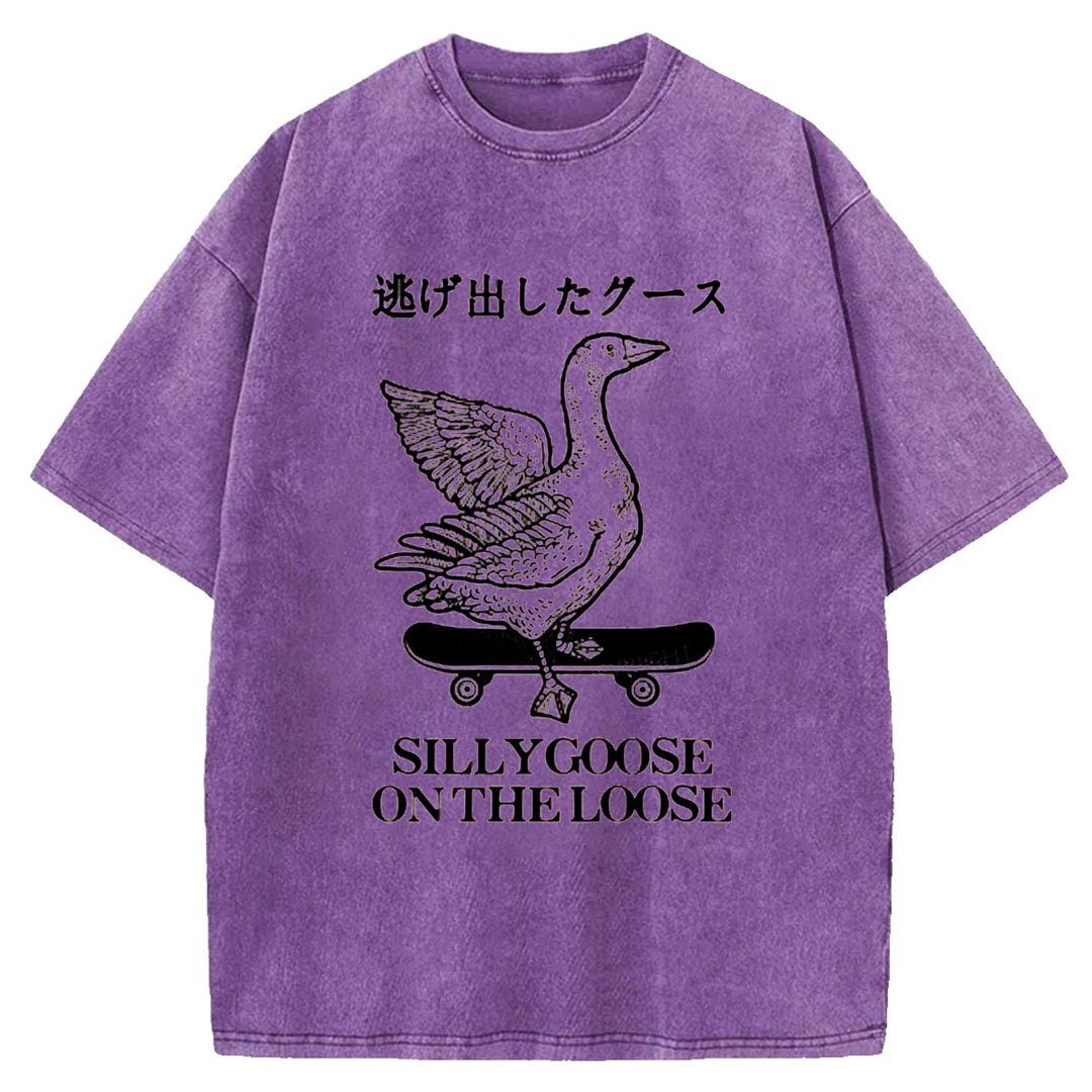 SILLYGOOSE ON THE LOOSE Washed Crew Neck T-shirt