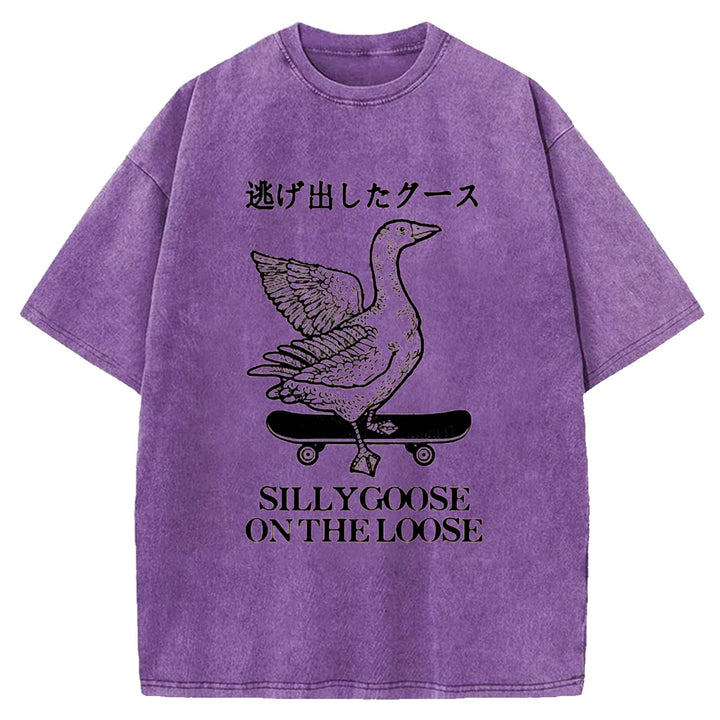 SILLYGOOSE ON THE LOOSE Washed Crew Neck T-shirt