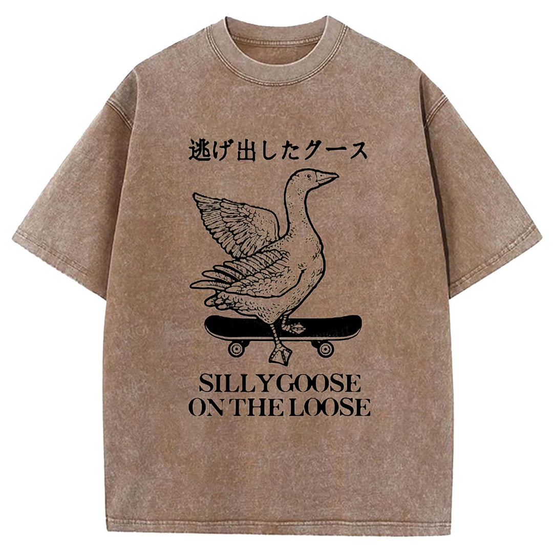 SILLYGOOSE ON THE LOOSE Washed Crew Neck T-shirt