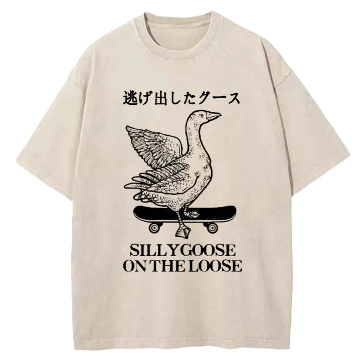 SILLYGOOSE ON THE LOOSE Washed Crew Neck T-shirt