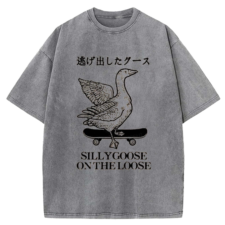 SILLYGOOSE ON THE LOOSE Washed Crew Neck T-shirt