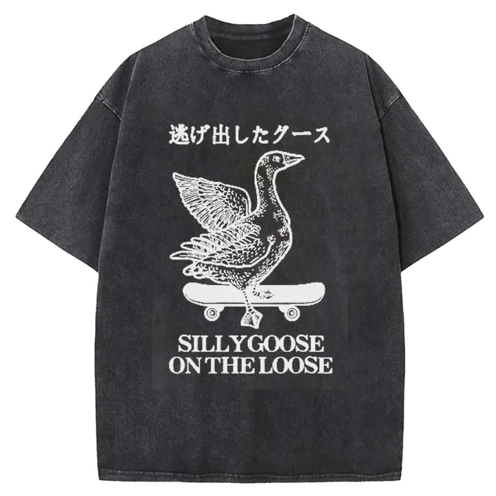 SILLYGOOSE ON THE LOOSE Washed Crew Neck T-shirt